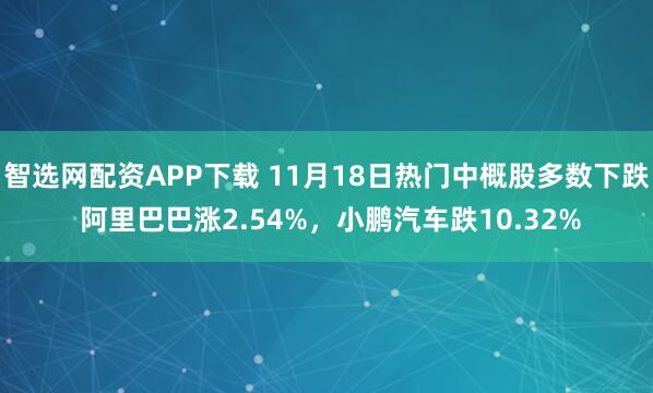 智选网配资APP下载 11月18日热门中概股多数下跌 阿里巴巴涨2.54%,小鹏汽车跌10.32%