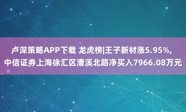 卢深策略APP下载 龙虎榜|王子新材涨5.95%, 中信证券上海徐汇区漕溪北路净买入7966.08万元