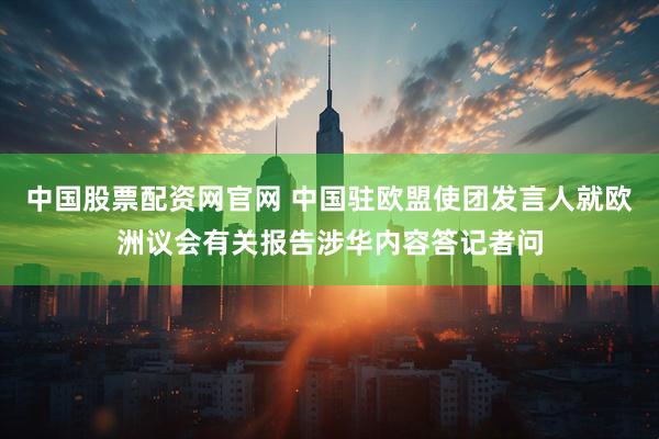 中国股票配资网官网 中国驻欧盟使团发言人就欧洲议会有关报告涉华内容答记者问